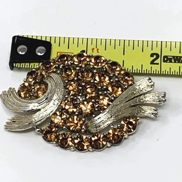 Lisner Rhinestone Silver Tone Brooch - Picture 4 of 5